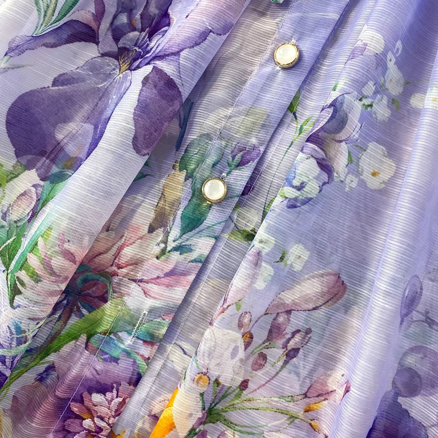 Elegant Floral Embroidered Maxi Dress With Button Front And Tie_voghion.com