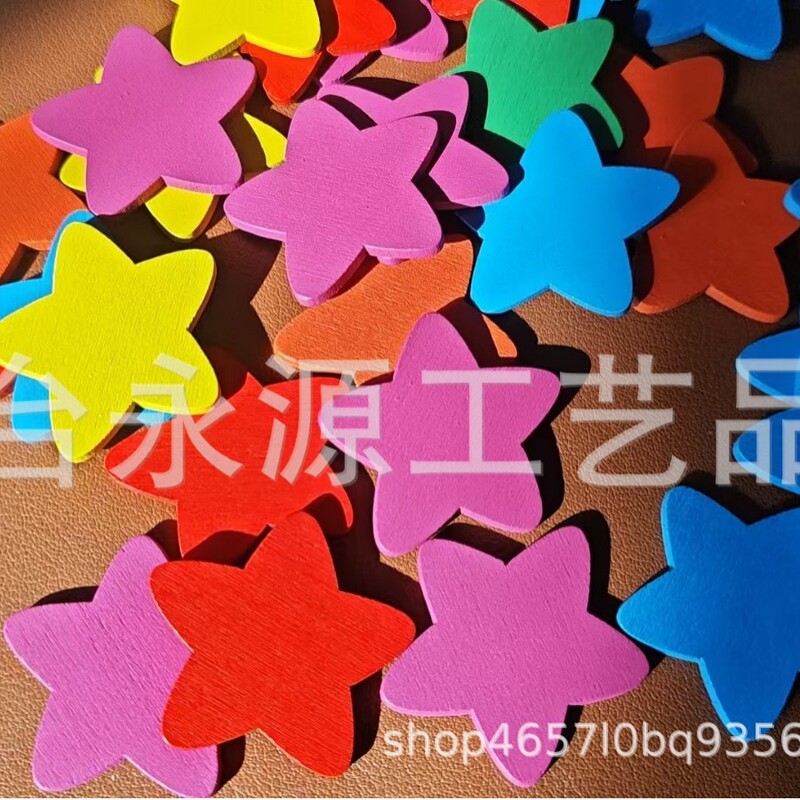 Manufacturer's Supply of Wooden Crafts, Wood Chips, Colorfulful Five-Pointed Stars, Home and Hotel Decoration, Kidsren's Graffiti