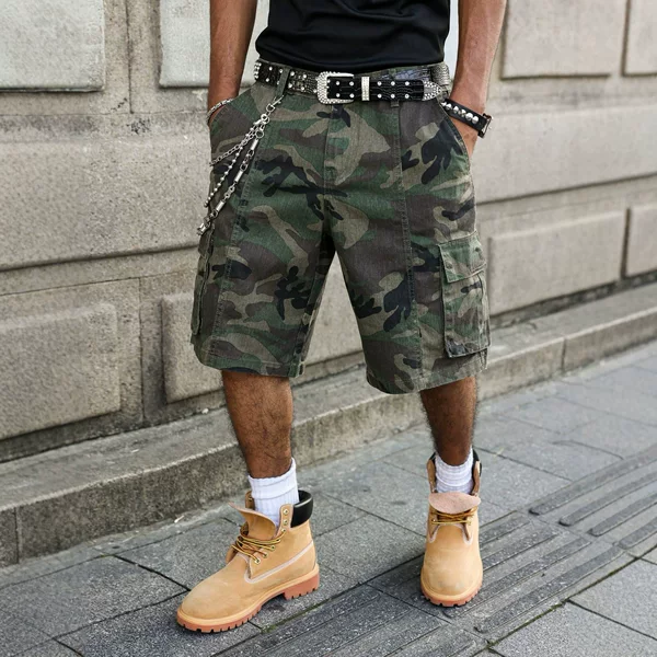 Tiktok Aliexpress Temu One-Piece Dropshipping Source Camouflage Denim Shorts Men's Cross-Border Foreign Trade Denim Shorts