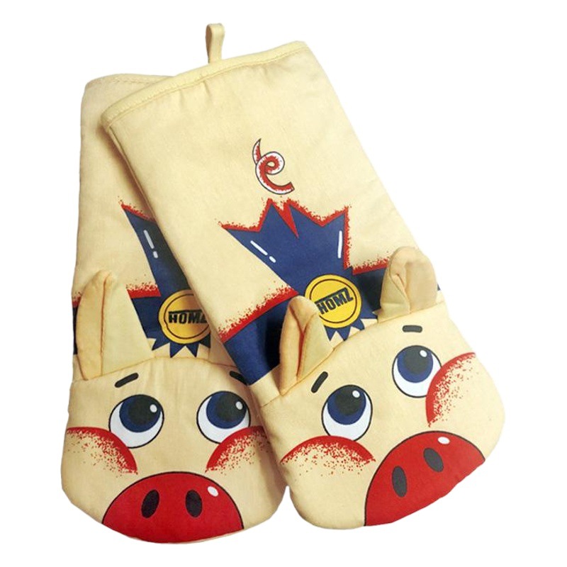 Fábrica al por mayor de algodón de cerdo resistente a altas temperaturas horno microondas horno anti-escaldado hornear guantes de aislamiento térmico de una sola pieza entrega