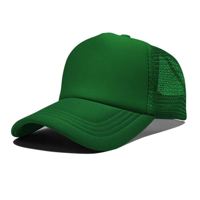 Gorra de malla de esponja con logo personalizado, gorra de béisbol de color sólido, comercio exterior transfronterizo, protección solar, gorra publicitaria con impresión personalizada, venta al por mayor.