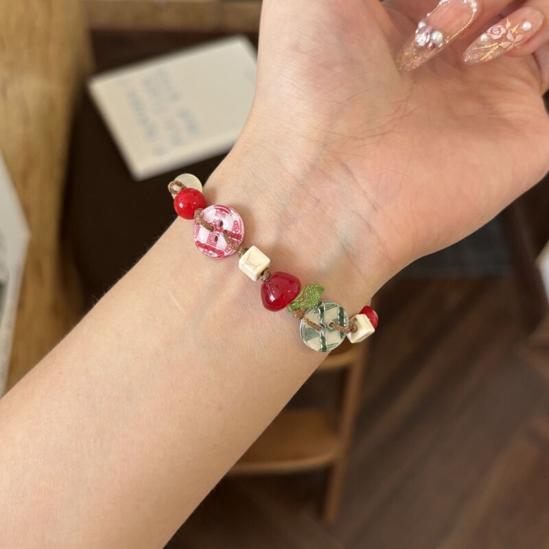 ランプワークガラスアップルルースビーズ織りブレスレットブレスレットネックレス携帯電話チェーン完成品漫画ビーズ|undefined