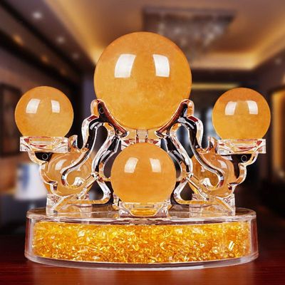 鳳呈祥批發天然七彩紫白粉綠黃七星陣擺件水晶球辦公家居風水擺飾