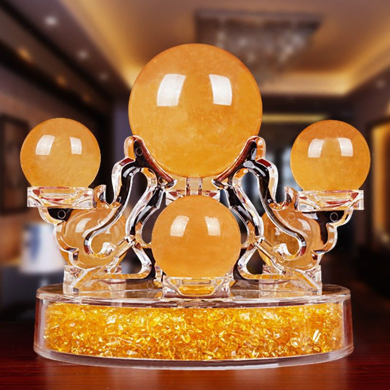 鳳呈祥批發天然七彩紫白粉綠黃七星陣擺件水晶球辦公家居風水擺飾