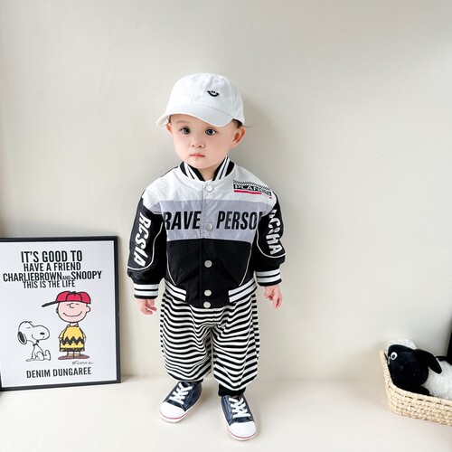 Children's Jackets 2024 Spring New Product Children's Fashionable Baby Tops Handsome Korean Print Boys Racing Suit Trendy