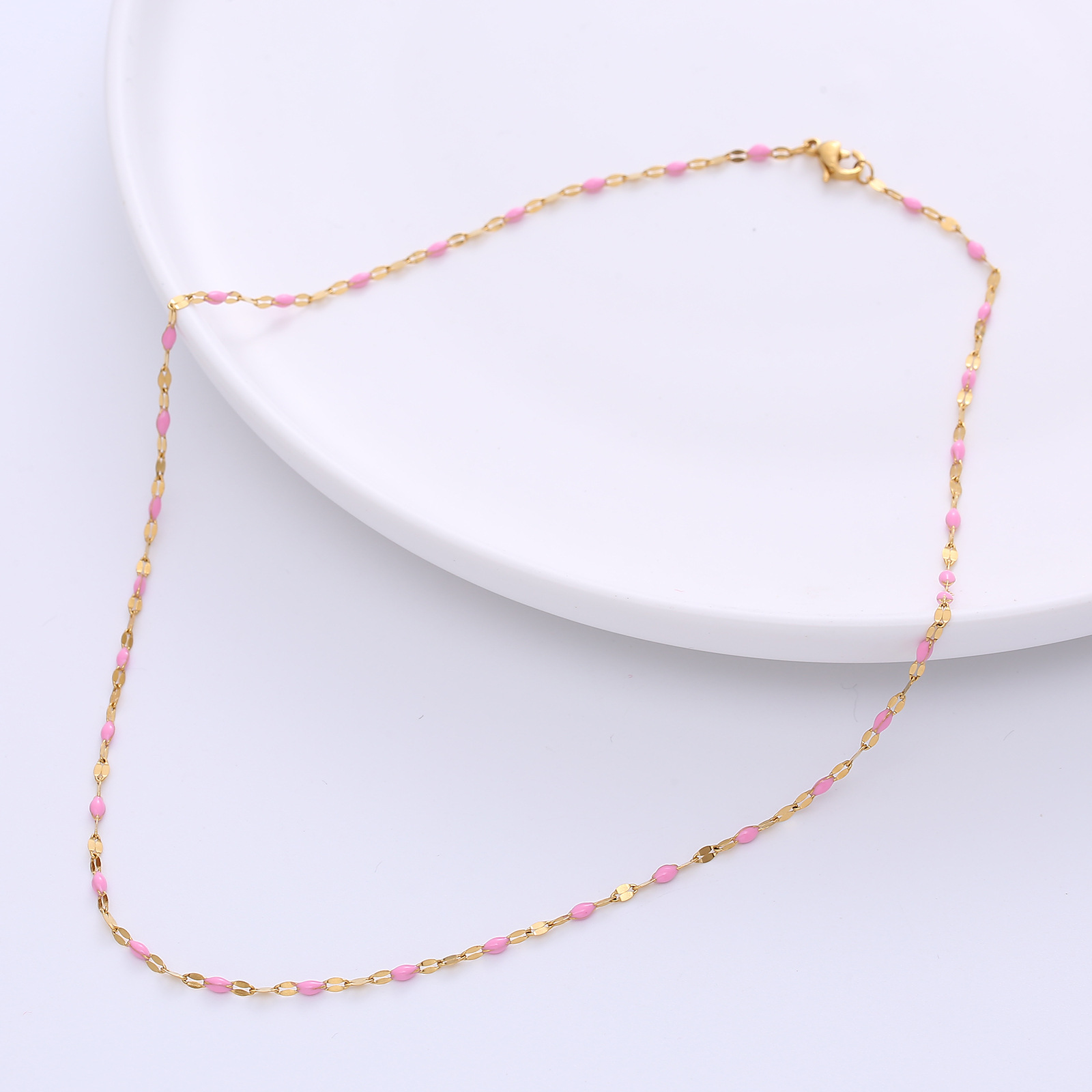 Simple Style Geometric Stainless Steel Epoxy Chain Necklace