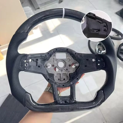 Suitable for Volkswagen MK7 MK7.5 GTI Scirocco Polo GTS R series carbon fiber steering wheel (Steering wheel) - white-with-holes