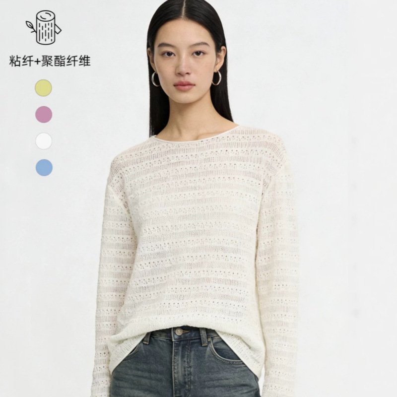 Trendy 26 Spring/Summer Thin Transparent Hollow-Out Textured Fluffy Soft Drop Shoulder Off-Shoulder Knitted Cardigan Trendy 26 Spring/Summer Thin Transparent Hollow-Out Textured Fluffy Soft Drop Shoulder Off-Shoulder Knitted Cardigan