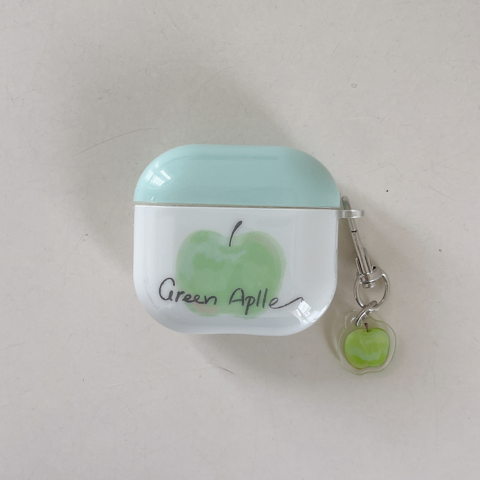 Simple nicho verde manzana para auriculares AirPodsPro2 nuevo colgante de generación 3/4 1/2 generación pareja Pro 34