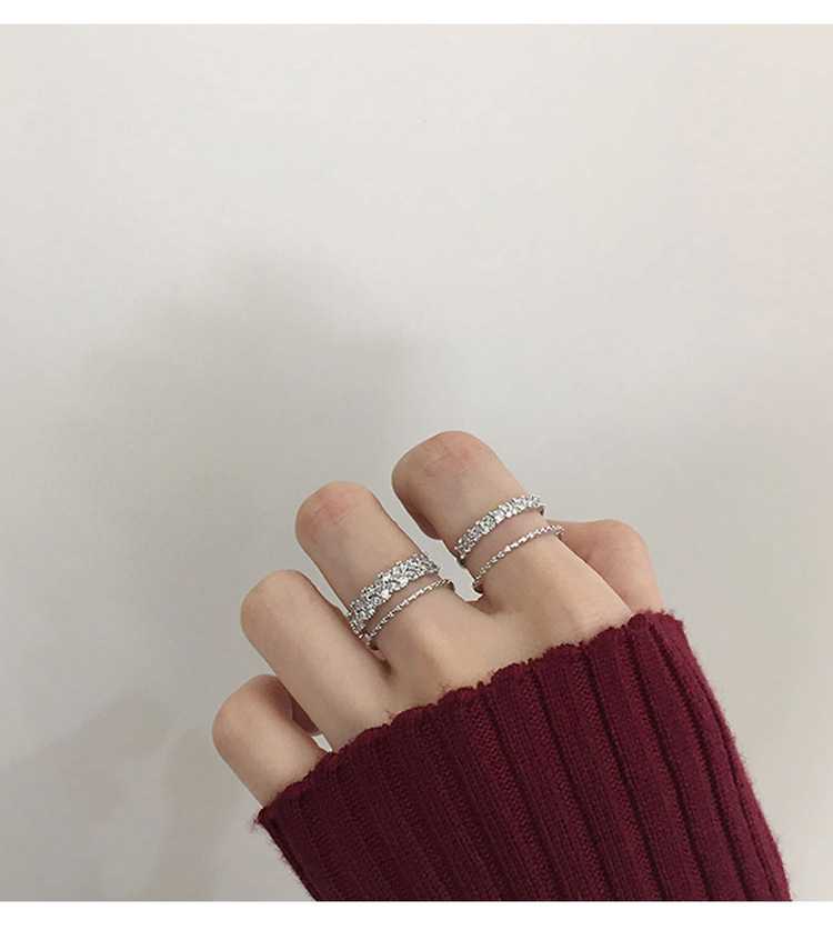 Copper Material Simple Style Square Petal Copper Zircon Open Ring In Bulk