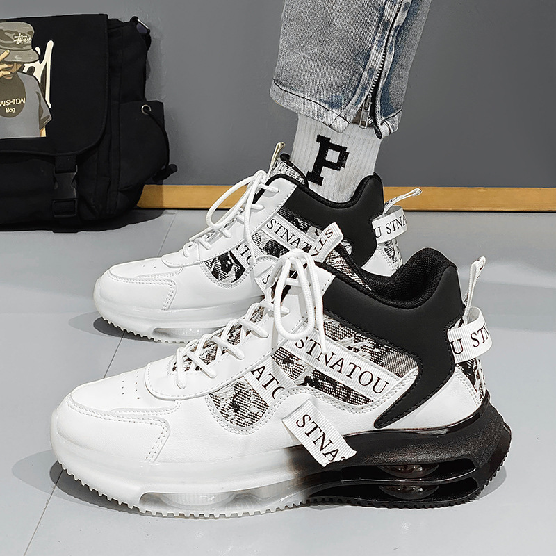 Zapatillas altas para hombre Otoño e Invierno nuevos hombres estudiantes jóvenes deportes correr casual suave altura inferior aumento zapatos de moda