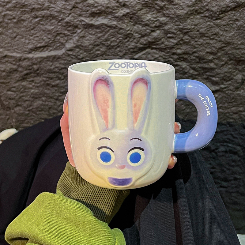 Jodie caricatura taza de cerámica relieve taza de agua casera taza de alta marca taza de oficina regalo de mano taza de pareja