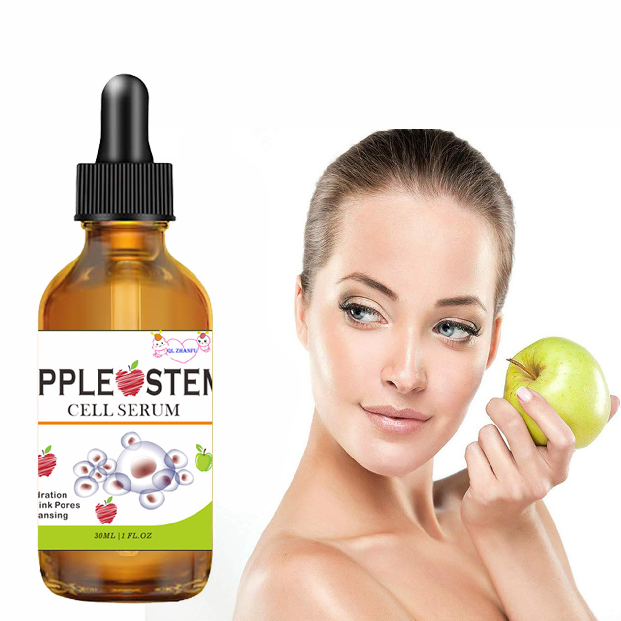 QLZHANFU Apple Cell Original Solution and Moisturizing Facial Vitamin A Skin Rejuvenating essence_voghion.com