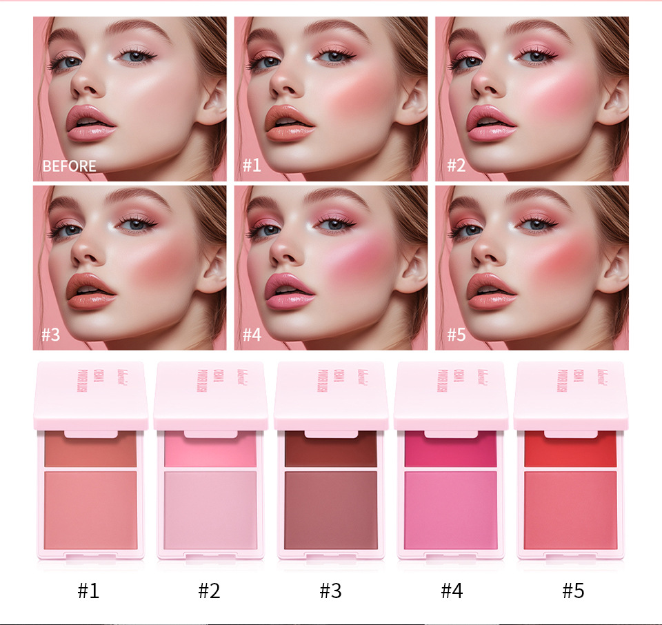 Cross-border lakerain two-in-one Blush Palette: Natural and easy-to-apply matte blush powder Specification drawing