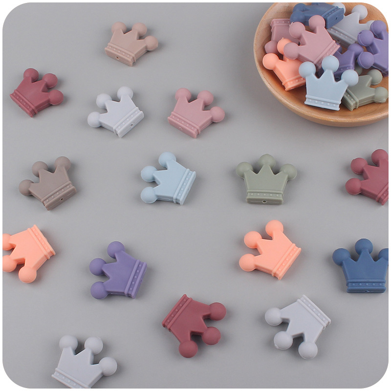 Bebé suministros DIY calmante corona de silicona suelta cuentas bebé pulsera mordedor pezón cadena anti-gota cadena accesorios de cadena