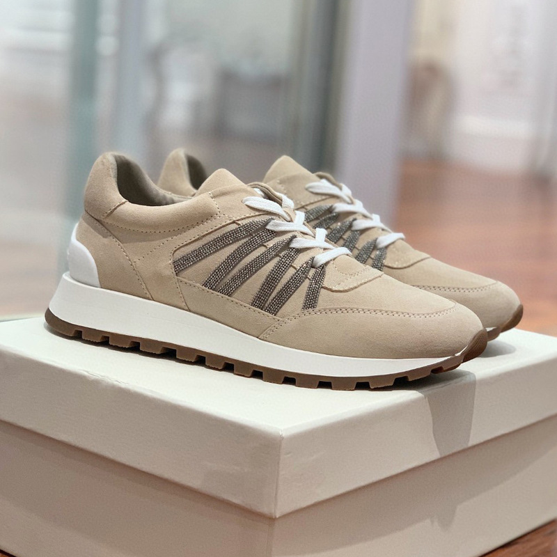 Italy BC Spring and Autumn New Suede Casual Shoes Women Thick-soled Handmade Beaded sneaker Soft-soled Running Shoes Italy BC Spring and Autumn New Suede Casual Shoes Women Thick-soled Handmade Beaded sneaker Soft-soled Running Shoes