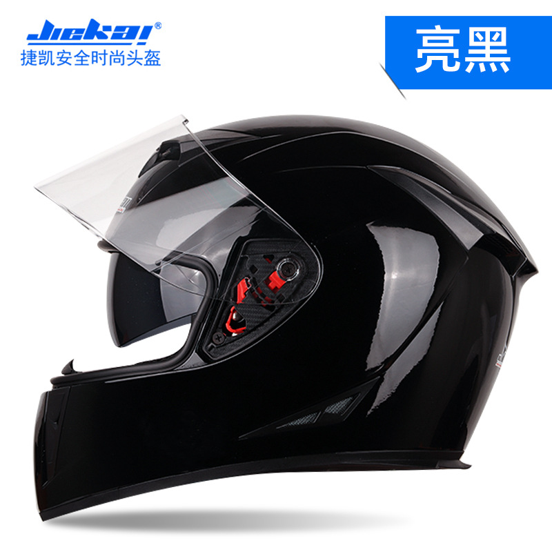 Casco de motocicleta eléctrico Jiekai para hombres y mujeres, tipo de casco completo, seguridad de carreras de locomotoras de cuatro estaciones frescas (modelos de comercio exterior)