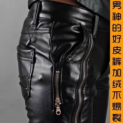 メンズ韓国スキニーレザーパンツ男性オートバイ機関車カジュアル小足レザーパンツ工場直接販売
