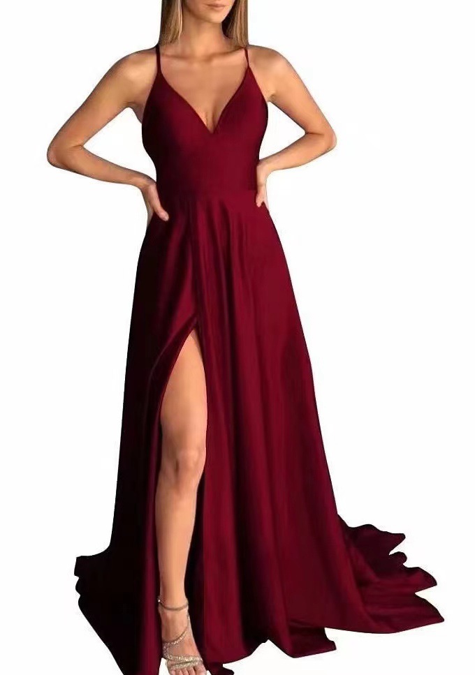 Amazon europeo y americano simple luz azul cielo Cruz espalda vestido de noche formal las mujeres