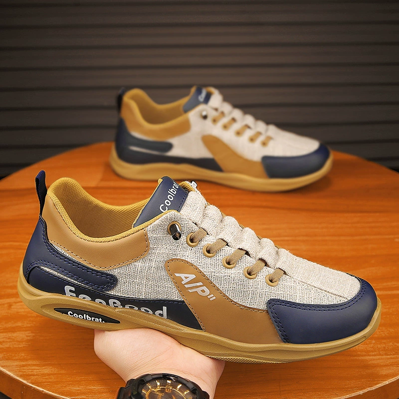 Молодежные кроссовки 2024 летний новый плоский холст обувь дышащая повседневная обувь без шнурков мужская обувь одна педаль обувь