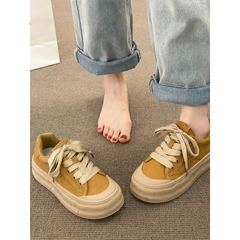 德訓鞋女2025新款春季百搭韓版厚底松糕圓頭小白鞋休閒鞋時尚板鞋