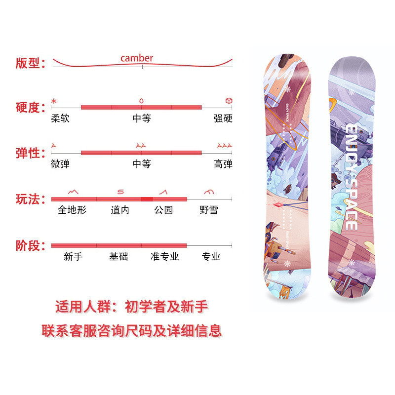 Professional ski board for beginners, equipment, set