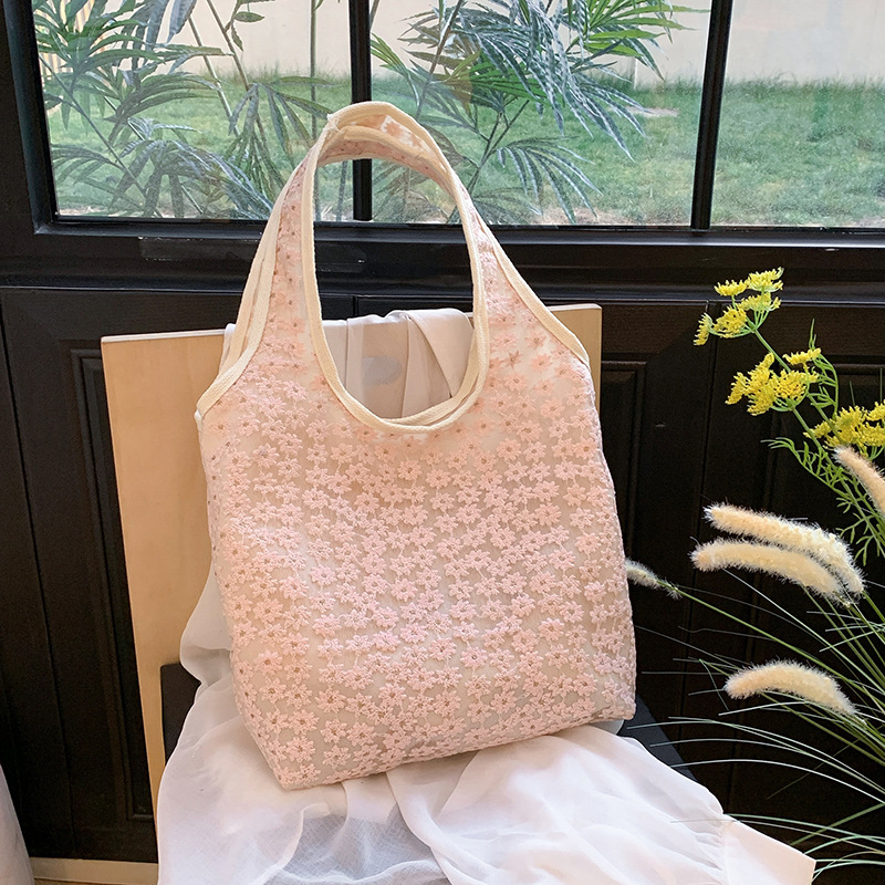 Summer Fresh Flower Shoulder Bag 2024 New Arrival Trendy Large Capacity Underarm Bag Student Tutoring Bag Dropshipping One Piece