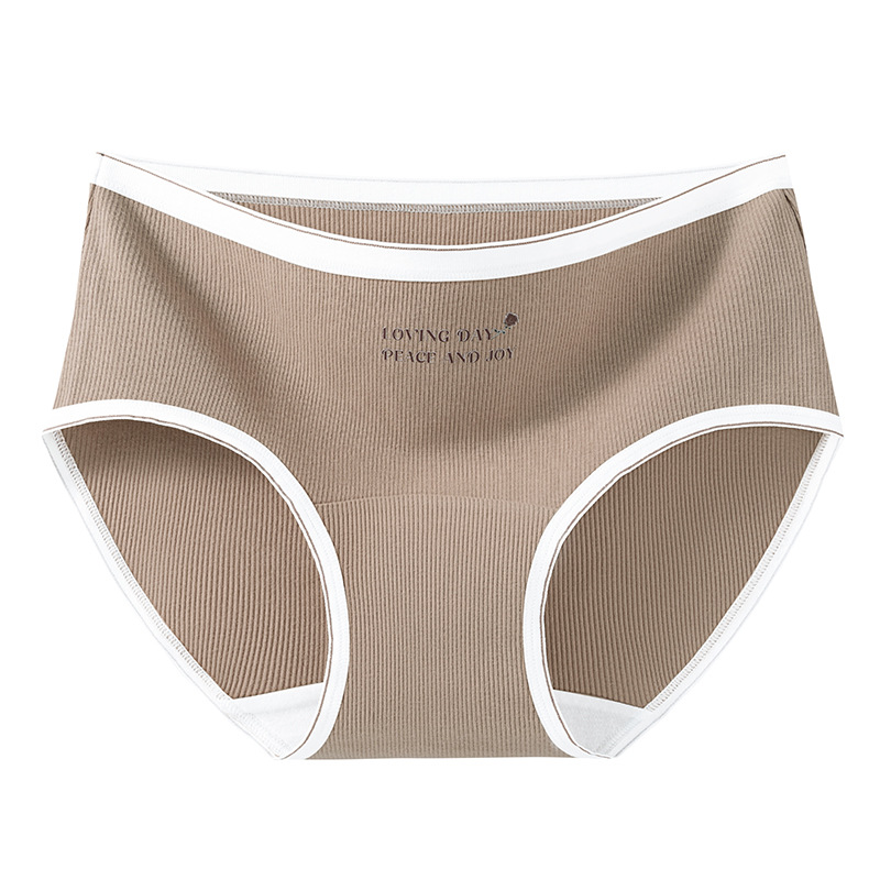 Algodón puro antibacteriano entrepierna Algodón puro Clase A Cintura media sin costuras 2024 Nuevo calzoncillos de mujer de color de contraste de entrepierna de algodón de Xinjiang