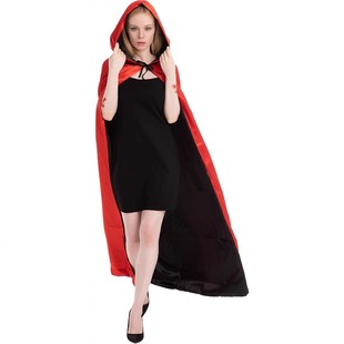 Unisex Long Hooded Double-Sided Two-Tone Halloween Cloak Cosplay Cloak Anime Stage Performance Suit