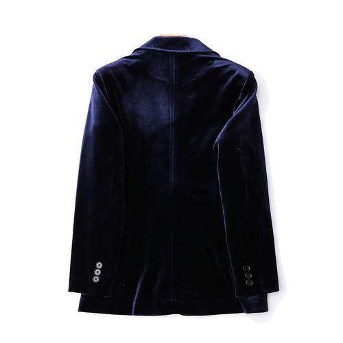 Wholesale Spring and Autumn Suit Jacket with One Button Gold Thread Velvet English Light Luxury Seven-Sleeve OL Low-Key Plus Size Outerwear
