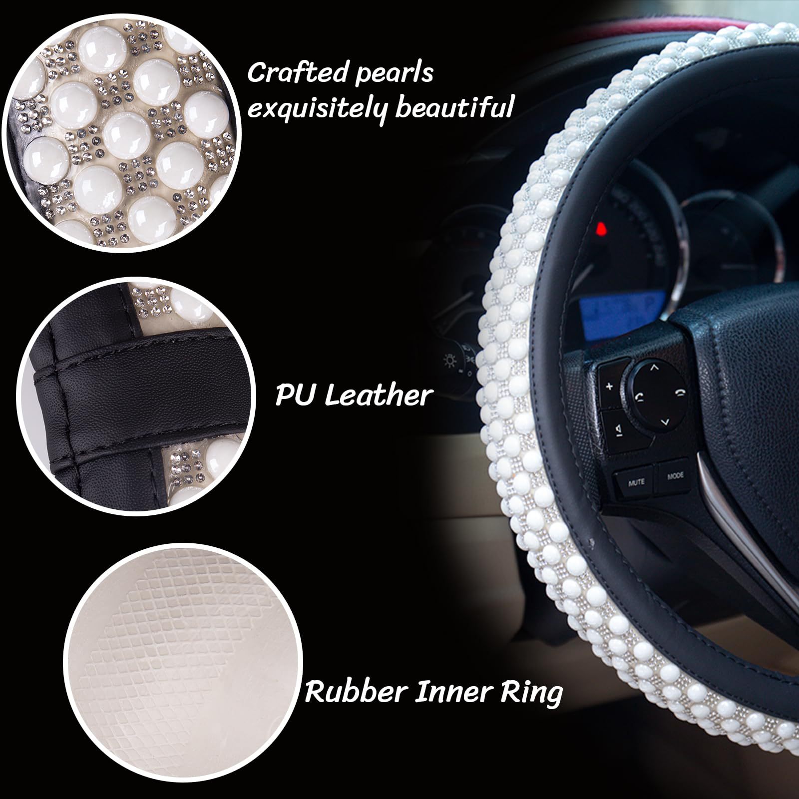Direct factory wholesale cross-border pearl and diamond-studded car steering wheel cover, summer ice-bead anti-slip car interior handle cover
