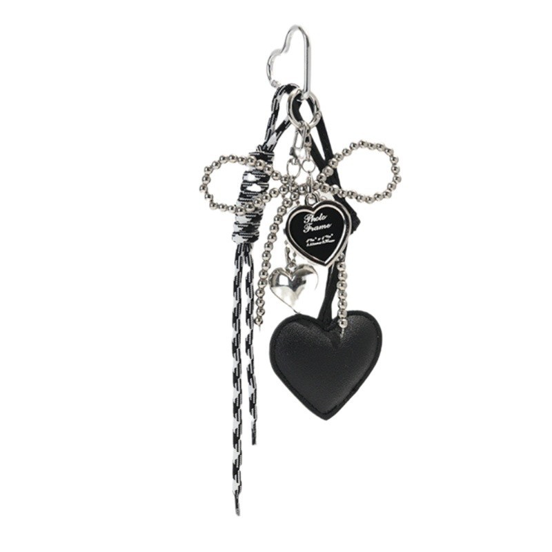 Corazón encantador de la niña arco de perlas de plata Miu bolsos colgantes de cuero amor super hermoso colgantes de llaver