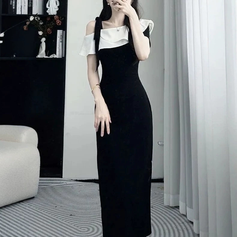 French-Style Dress for Women, Summer Slim Fit, Elegant and High-End, with Ruffles, Very Beautiful, Hip-Hugging Long Skirt French-Style Dress for Women, Summer Slim Fit, Elegant and High-End, with Ruffles, Very Beautiful, Hip-Hugging Long Skirt