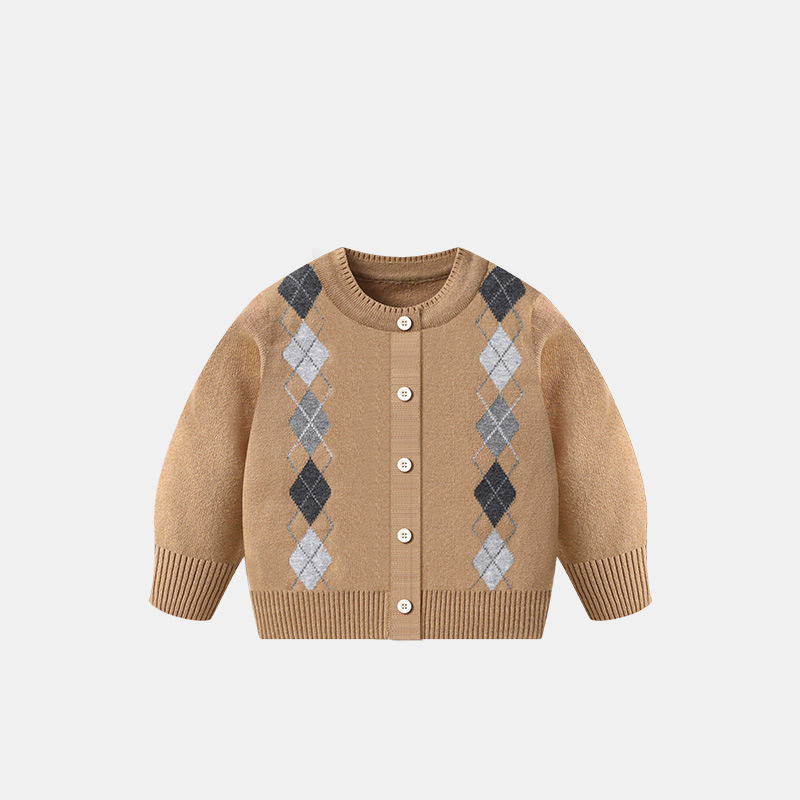 Fashionable retro color-blocked diamond pattern knitted cardigan for men and women, soft and comfortable for autumn and winter, a versatile and stylish top.