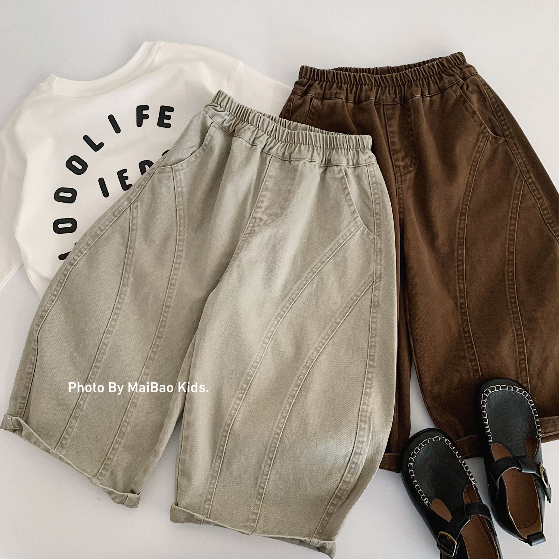Spring children's solid trousers for boys girl's