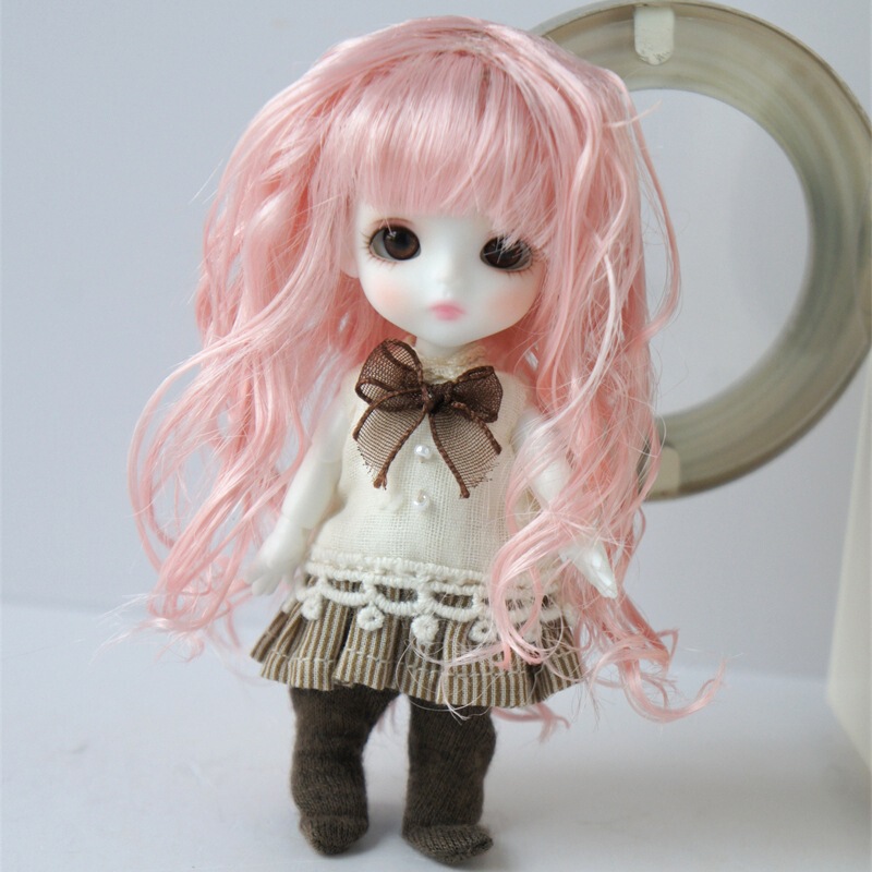 Giant Yousu BJD Ceramic Doll Wig Imitation Mohair Small Head Circumference 12 Points Medium Long Wave Curly Baby (JD282)
