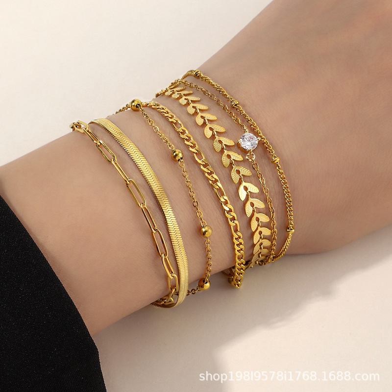 Gold Stainless Steel Bracelet for Women, Adjustable, Versatile, High-End Feel, Washable, Export Style, Stackable Gold Stainless Steel Bracelet for Women, Adjustable, Versatile, High-End Feel, Washable, Export Style, Stackable