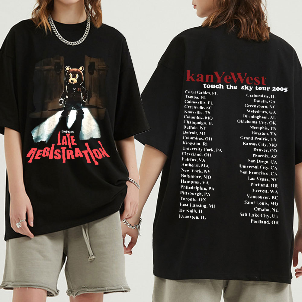 Summer Men's Tshirt Casual Vintage Kanye West Late Registrat