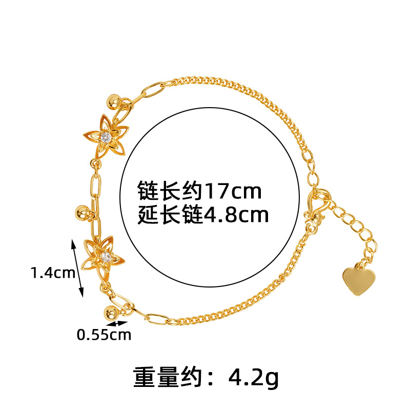 Nueva pulsera de oro antiguo estilo chino lujoso ligero de piedra hueca flor brazalete de joyería de mano de nicho femenino de alta calidad