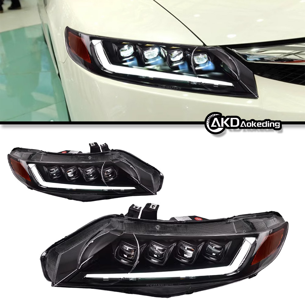 Suitable for 06-11 Honda Eighth Generation Civic Headlight Assembly Fa1 Modified Led Lens Daytime Running Lights Flowing Water