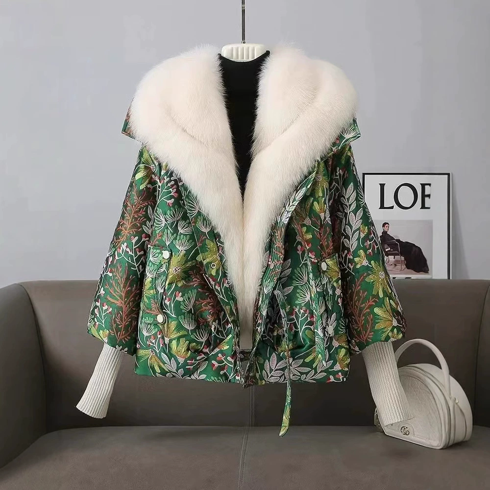 Winter short fashionable down jacket, 2024 years, increased thickness