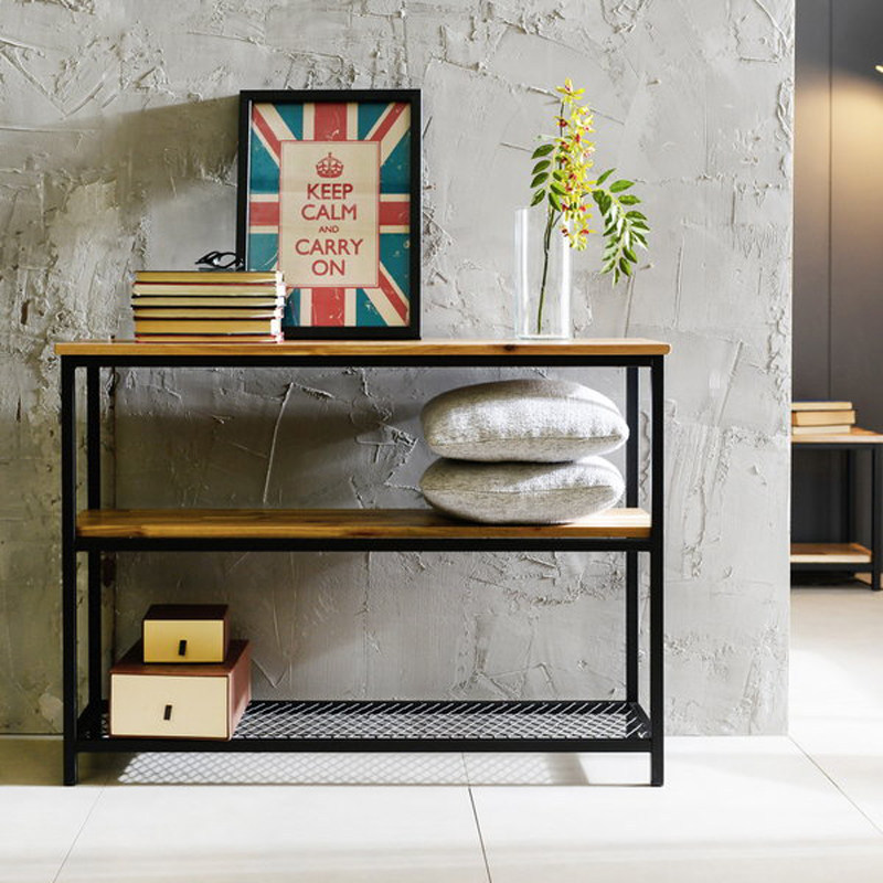 simple hierro forjado madera sólida cocina piso estante de almacenamiento multicapa estante de almacenamiento doméstico tabla estrecha sala de estar tabla de puerta de entrada estante doméstico