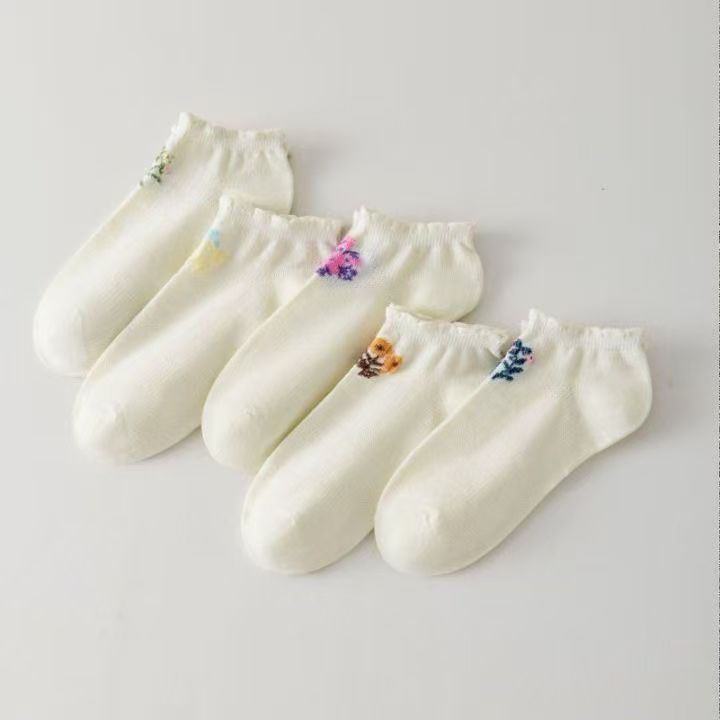 Calcetines de barco con orejas de madera, calcetines japoneses de lunares de color sólido para mujer, calcetines básicos simples y versátiles, calcetines coreanos de estilo universitario