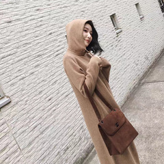 【现货】秋日巨好看又a又飒简单大方宽松显瘦长款连帽卫衣连衣裙