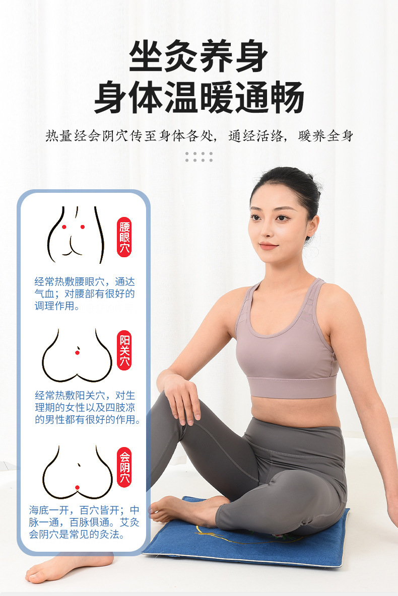 Electric Heated Mugwort Cushion Ai Rong 艾绒 Warm Compress Seat Pad with Backrest 9-Level Timer Temperature Control in use