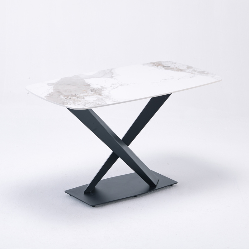 Mesa y silla de comedor de tabla de roca italiana de lujo para hogares pequeños, mesa de comedor rectangular moderna simple, mesa de comedor