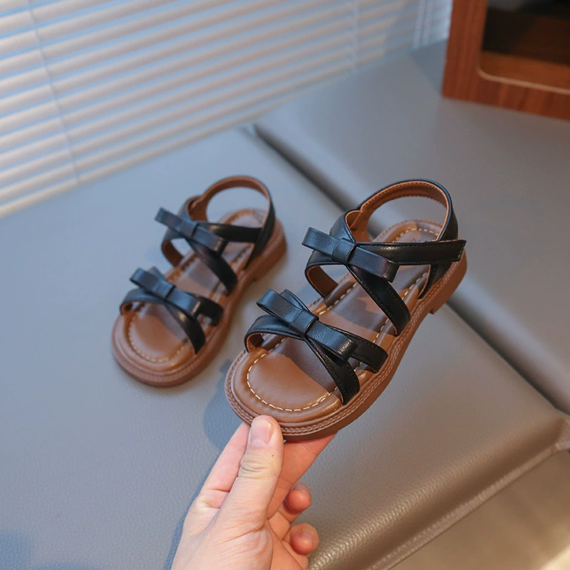 Summer sandals, shoes with bow for princess, children's beach footwear, Korean style, western style