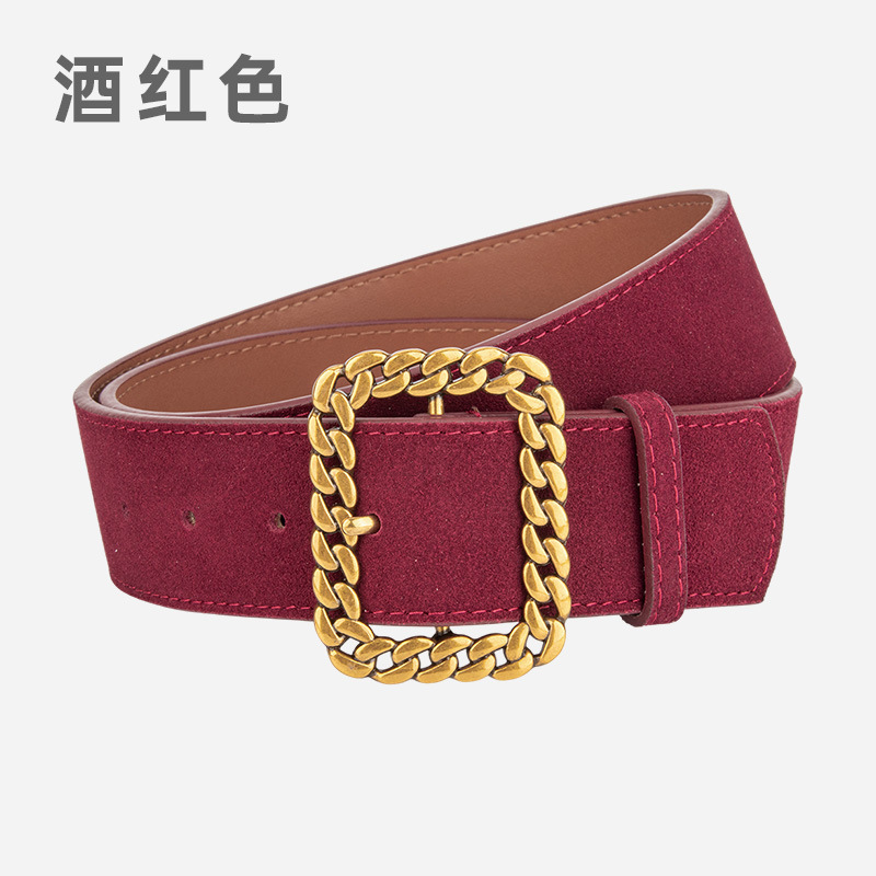 韩版简约绒面牛皮腰封女士装饰西装大衣牛仔裤皮带百搭真皮腰带女|undefined