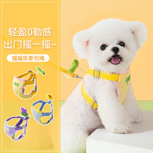 New Dog Going Out Colorful Flower Shake Music Vest Chest Strap Cat Leash Pet Dog Walking Rope