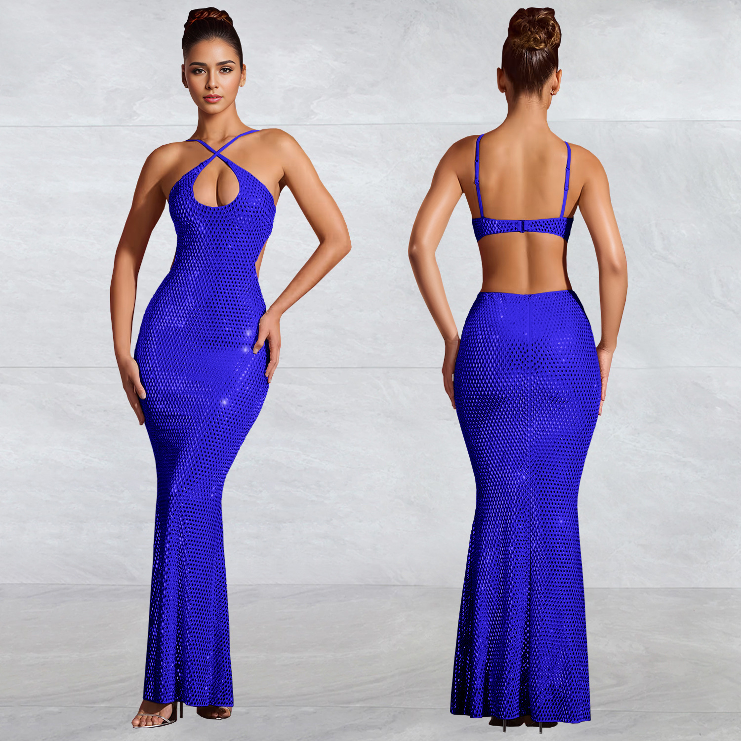 C7208 Aliexpress transfronterizo Amazon Europa y América de moda de mujer perforación en caliente cinturón de cintura sexy vestido delgado image 5